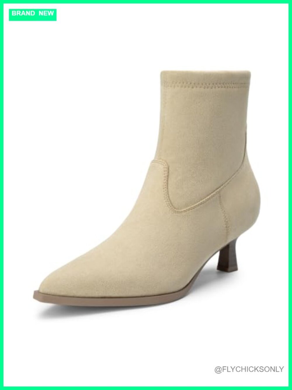 Kitten Heel Pointed Toe Ankle Booties Faux Suede Side Zip